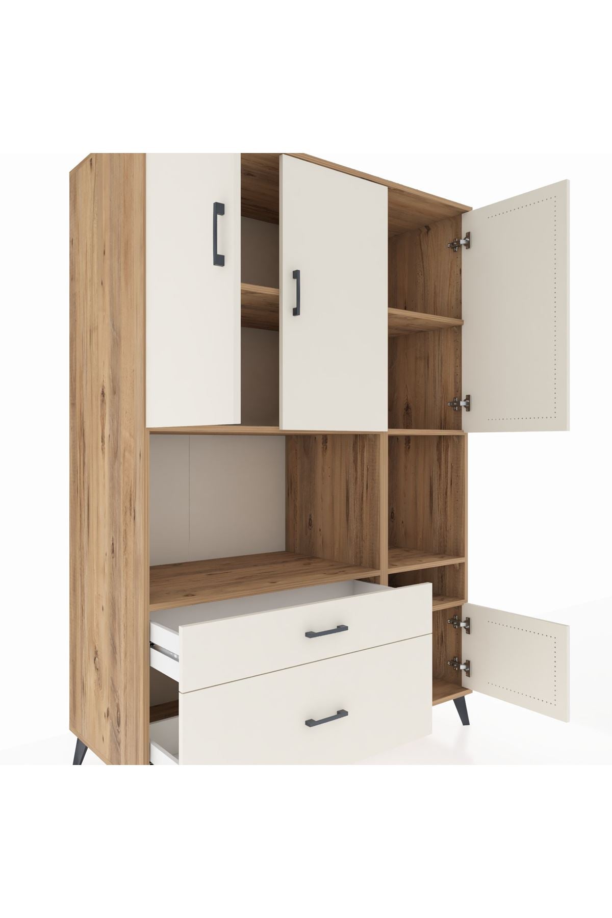 Kronos Dolap 7 Raflı 2 Çekmeceli 4 Kapaklı 132x59x195 Çam-Aytaşı/Aytaşı