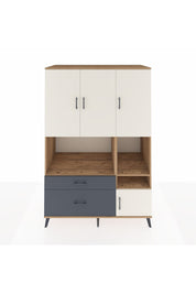 Kronos Dolap 7 Raflı 2 Çekmeceli 4 Kapaklı 132x59x195 Çam-Aytaşı/Antrasit