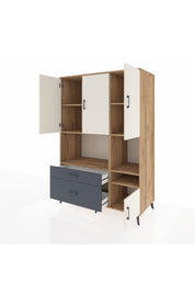 Kronos Dolap 7 Raflı 2 Çekmeceli 4 Kapaklı 132x59x195 Çam-Aytaşı/Antrasit