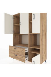 Kronos Dolap 7 Raflı 2 Çekmeceli 4 Kapaklı 132x59x195 Çam-Aytaşı/Çam