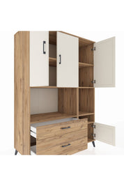 Kronos Dolap 7 Raflı 2 Çekmeceli 4 Kapaklı 132x59x195 Çam-Aytaşı/Çam