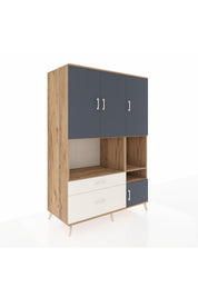 Kronos Dolap 7 Raflı 2 Çekmeceli 4 Kapaklı 132x59x195 Çam-Antrasit/Aytaşı