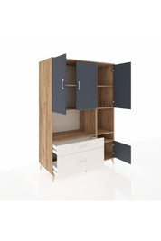 Kronos Dolap 7 Raflı 2 Çekmeceli 4 Kapaklı 132x59x195 Çam-Antrasit/Aytaşı