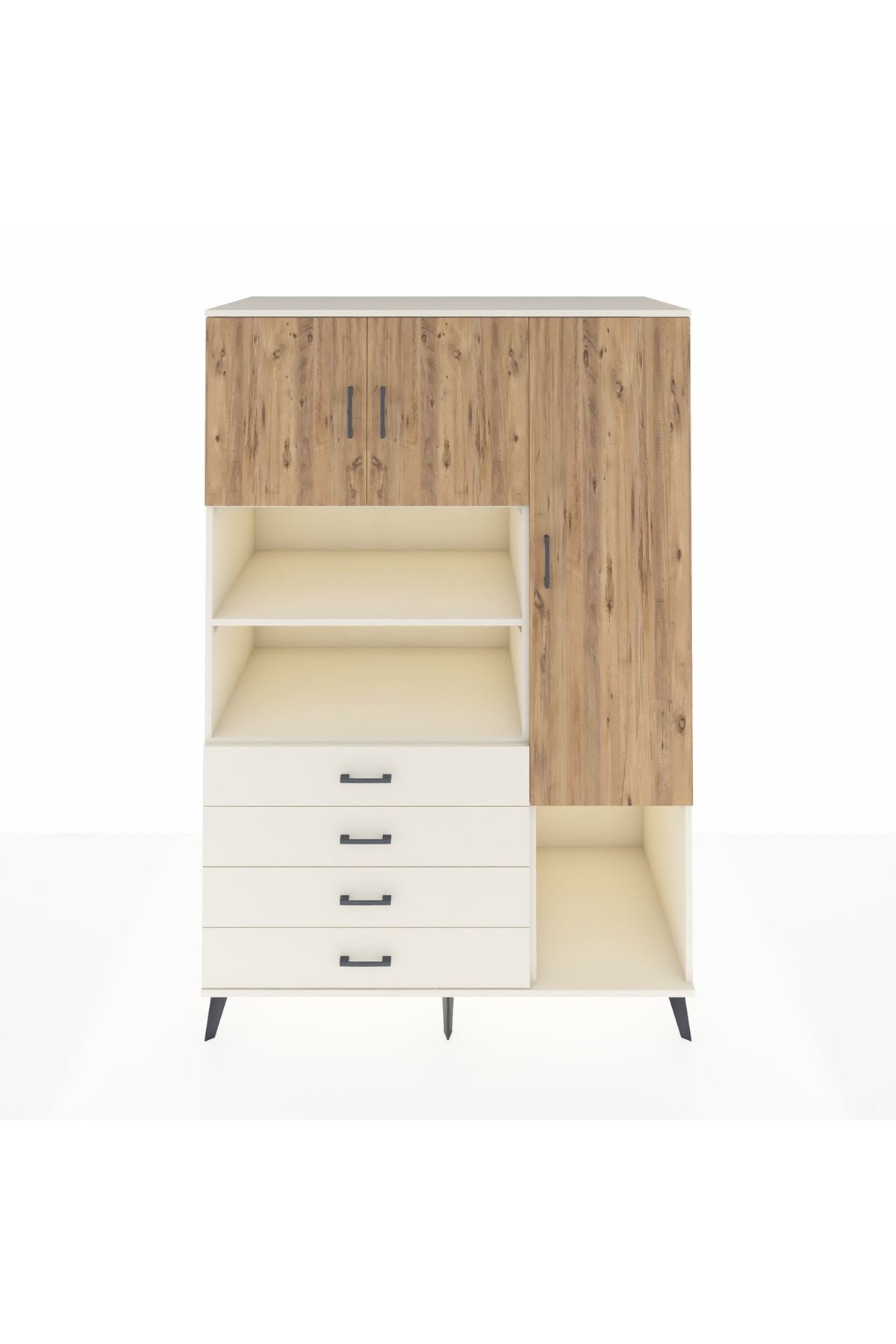 Kronos Dolap 8 Raflı 4 Çekmeceli 3 Kapaklı 132x59x195 Aytaşı-Çam/Aytaşı