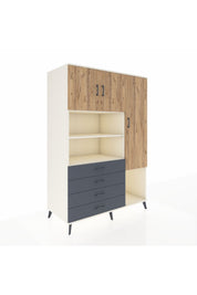 Kronos Dolap 8 Raflı 4 Çekmeceli 3 Kapaklı 132x59x195 Aytaşı-Çam/Antrasit