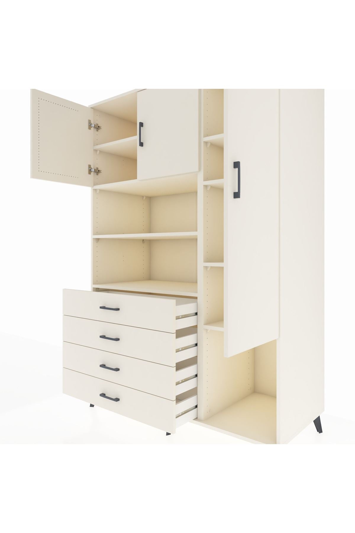 Kronos Dolap 8 Raflı 4 Çekmeceli 3 Kapaklı 132x59x195 Aytaşı-Aytaşı/Aytaşı