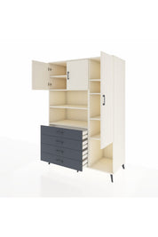 Kronos Dolap 8 Raflı 4 Çekmeceli 3 Kapaklı 132x59x195 Aytaşı-Aytaşı/Antrasit