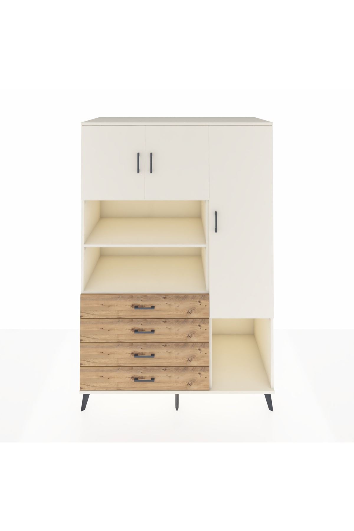 Kronos Dolap 8 Raflı 4 Çekmeceli 3 Kapaklı 132x59x195 Aytaşı-Aytaşı/Çam