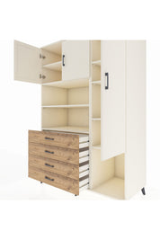 Kronos Dolap 8 Raflı 4 Çekmeceli 3 Kapaklı 132x59x195 Aytaşı-Aytaşı/Çam