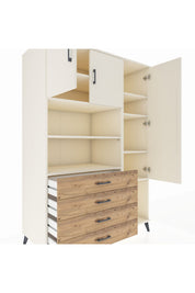 Kronos Dolap 8 Raflı 4 Çekmeceli 3 Kapaklı 132x59x195 Aytaşı-Aytaşı/Çam
