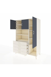 Kronos Dolap 8 Raflı 4 Çekmeceli 3 Kapaklı 132x59x195 Aytaşı-Antrasit/Aytaşı