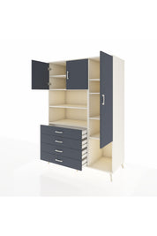 Kronos Dolap 8 Raflı 4 Çekmeceli 3 Kapaklı 132x59x195 Aytaşı-Antrasit/Antrasit