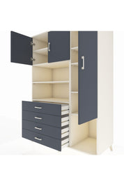 Kronos Dolap 8 Raflı 4 Çekmeceli 3 Kapaklı 132x59x195 Aytaşı-Antrasit/Antrasit