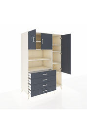 Kronos Dolap 8 Raflı 4 Çekmeceli 3 Kapaklı 132x59x195 Aytaşı-Antrasit/Antrasit