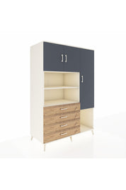 Kronos Dolap 8 Raflı 4 Çekmeceli 3 Kapaklı 132x59x195 Aytaşı-Antrasit/Çam