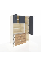 Kronos Dolap 8 Raflı 4 Çekmeceli 3 Kapaklı 132x59x195 Aytaşı-Antrasit/Çam