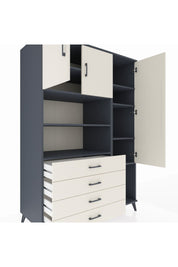 Kronos Dolap 8 Raflı 4 Çekmeceli 3 Kapaklı 132x59x195 Antrasit-Aytaşı/Aytaşı