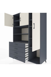 Kronos Dolap 8 Raflı 4 Çekmeceli 3 Kapaklı 132x59x195 Antrasit-Aytaşı/Antrasit