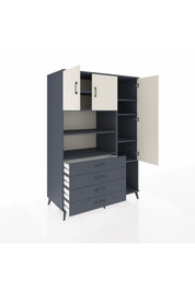 Kronos Dolap 8 Raflı 4 Çekmeceli 3 Kapaklı 132x59x195 Antrasit-Aytaşı/Antrasit
