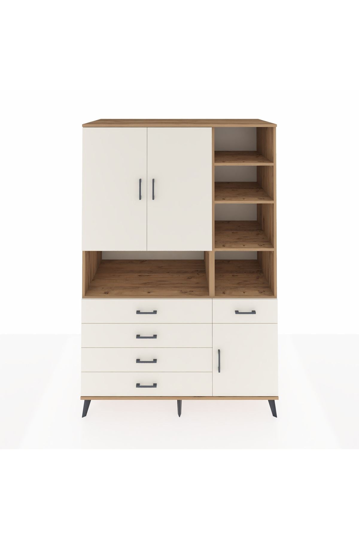 Kronos Dolap 8 Raflı 5 Çekmeceli 3 Kapaklı 132x59x195 Çam-Aytaşı/Aytaşı