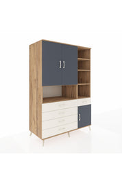 Kronos Dolap 8 Raflı 5 Çekmeceli 3 Kapaklı 132x59x195 Çam-Antrasit/Aytaşı