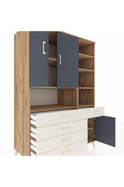 Kronos Dolap 8 Raflı 5 Çekmeceli 3 Kapaklı 132x59x195 Çam-Antrasit/Aytaşı