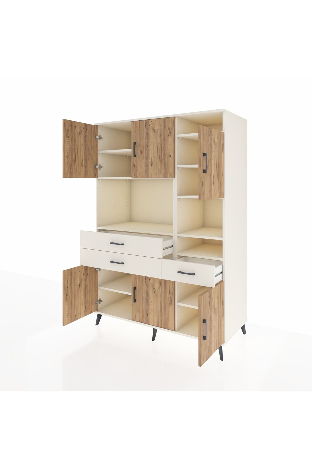 Kronos Dolap 10 Raflı 3 Çekmeceli 6 Kapaklı 132x59x195 Aytaşı-Çam/Aytaşı