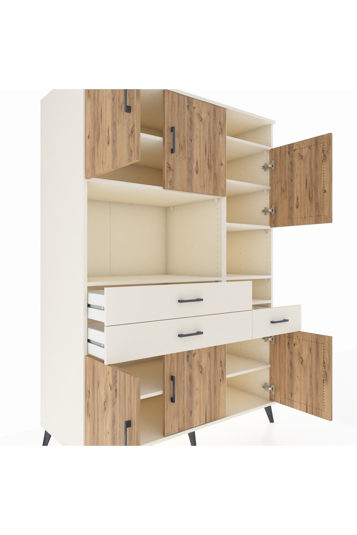 Kronos Dolap 10 Raflı 3 Çekmeceli 6 Kapaklı 132x59x195 Aytaşı-Çam/Aytaşı