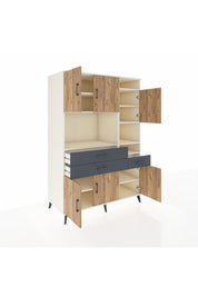 Kronos Dolap 10 Raflı 3 Çekmeceli 6 Kapaklı 132x59x195 Aytaşı-Çam/Antrasit