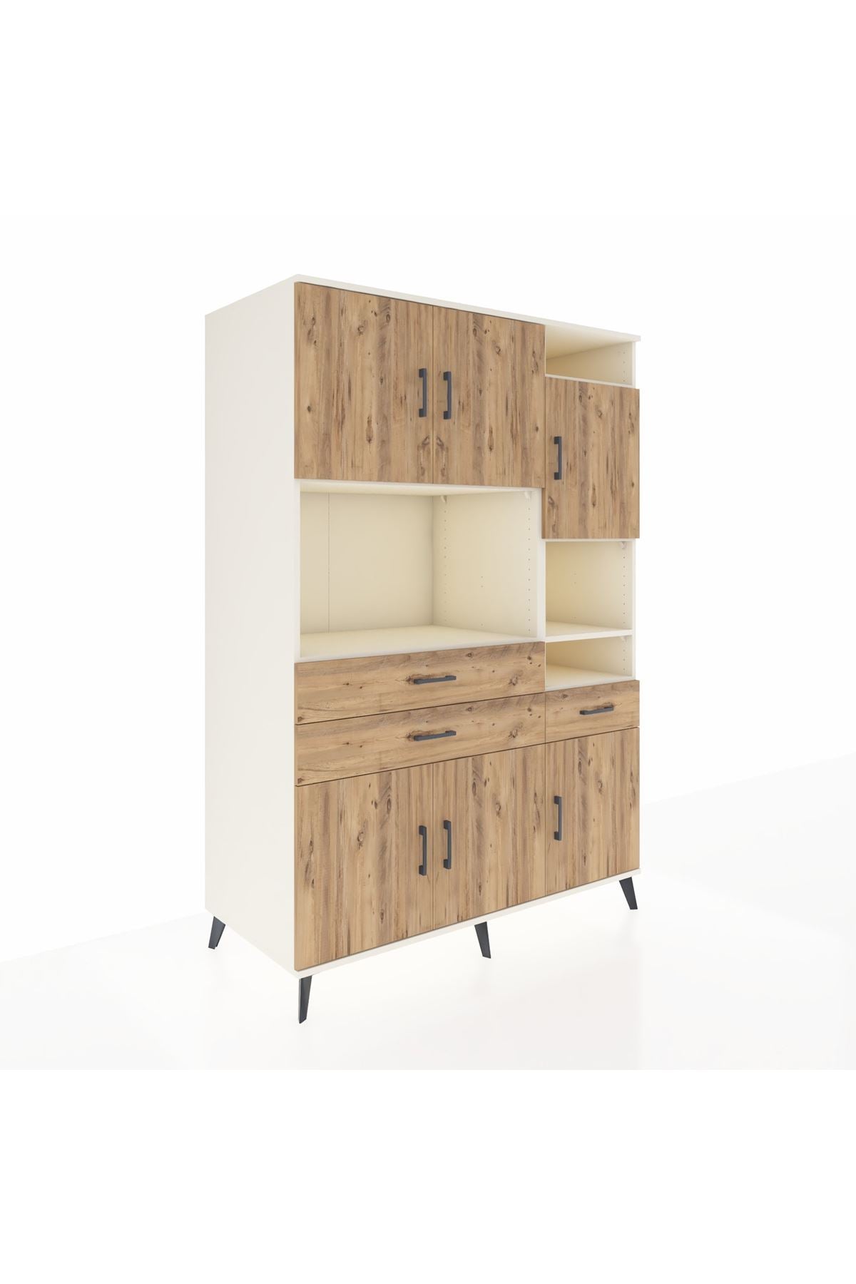 Kronos Dolap 10 Raflı 3 Çekmeceli 6 Kapaklı 132x59x195 Aytaşı-Çam/Çam