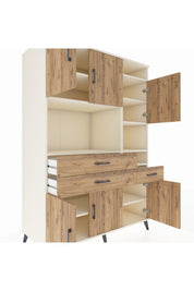 Kronos Dolap 10 Raflı 3 Çekmeceli 6 Kapaklı 132x59x195 Aytaşı-Çam/Çam