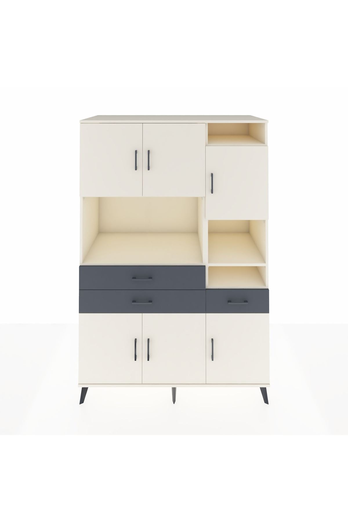 Kronos Dolap 10 Raflı 3 Çekmeceli 6 Kapaklı 132x59x195 Aytaşı-Aytaşı/Antrasit