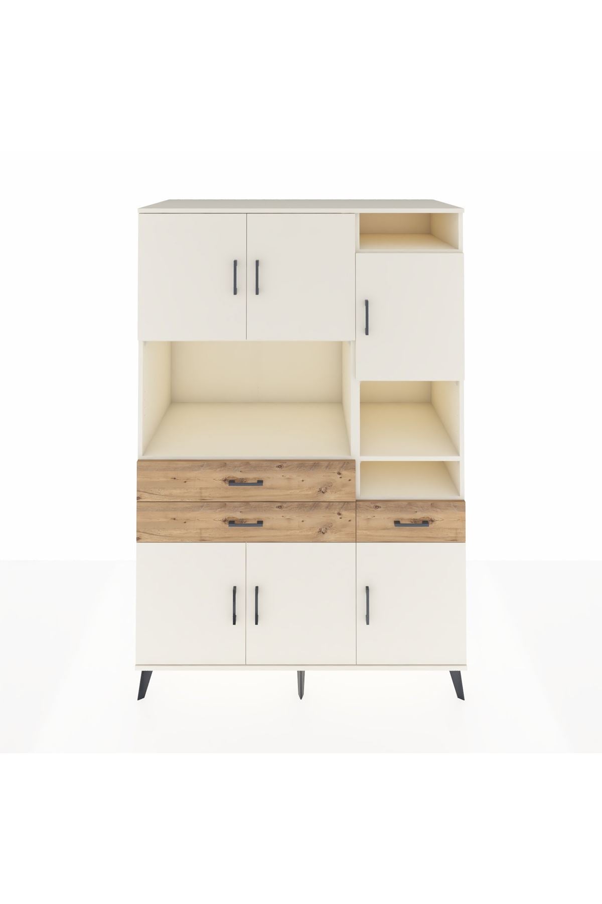 Kronos Dolap 10 Raflı 3 Çekmeceli 6 Kapaklı 132x59x195 Aytaşı-Aytaşı/Çam