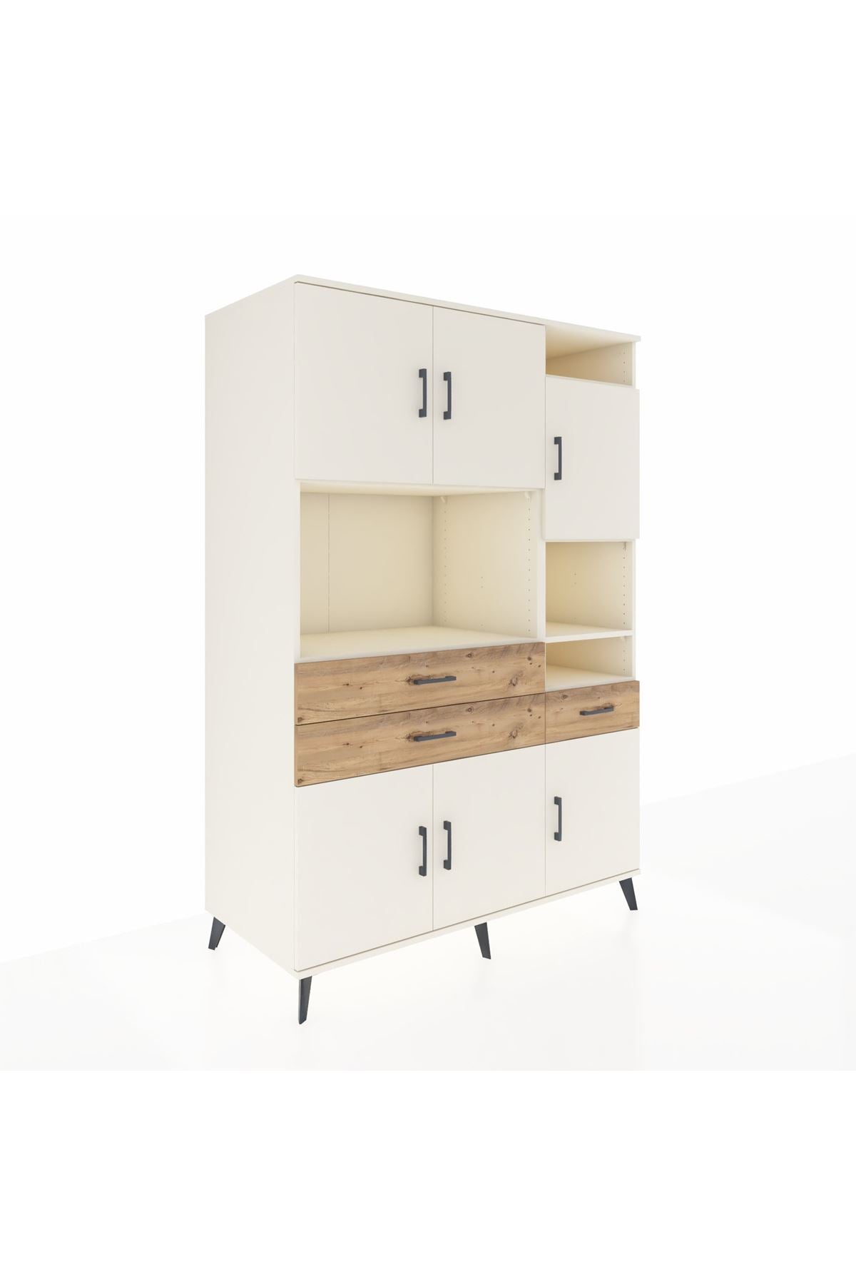 Kronos Dolap 10 Raflı 3 Çekmeceli 6 Kapaklı 132x59x195 Aytaşı-Aytaşı/Çam