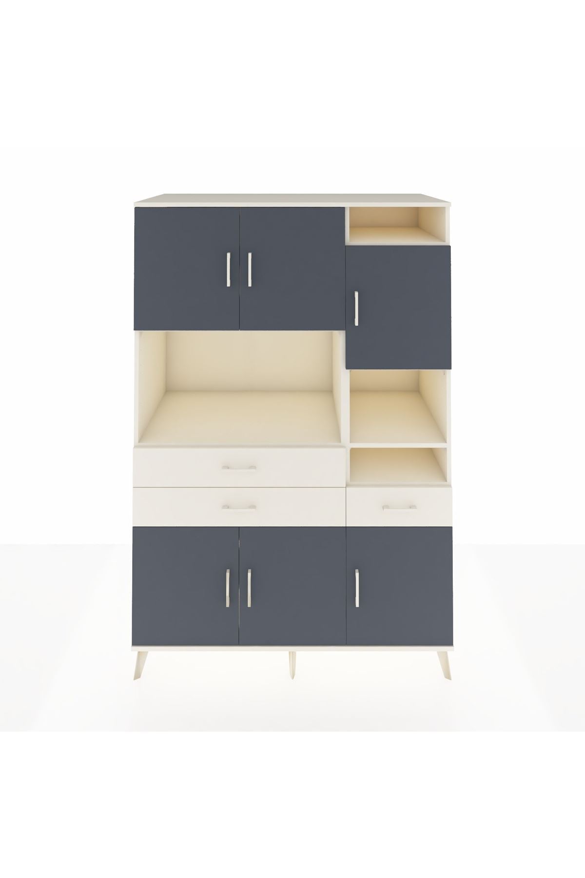 Kronos Dolap 10 Raflı 3 Çekmeceli 6 Kapaklı 132x59x195 Aytaşı-Antrasit/Aytaşı