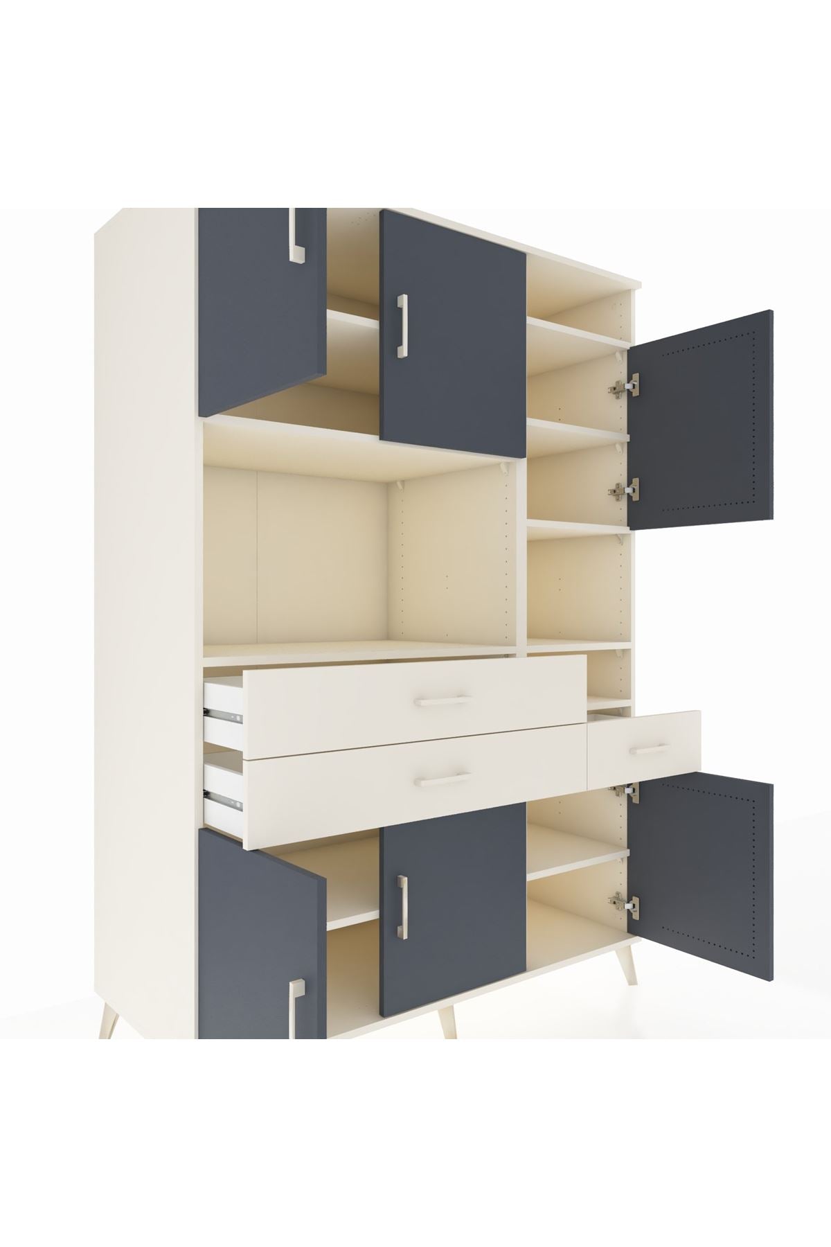 Kronos Dolap 10 Raflı 3 Çekmeceli 6 Kapaklı 132x59x195 Aytaşı-Antrasit/Aytaşı