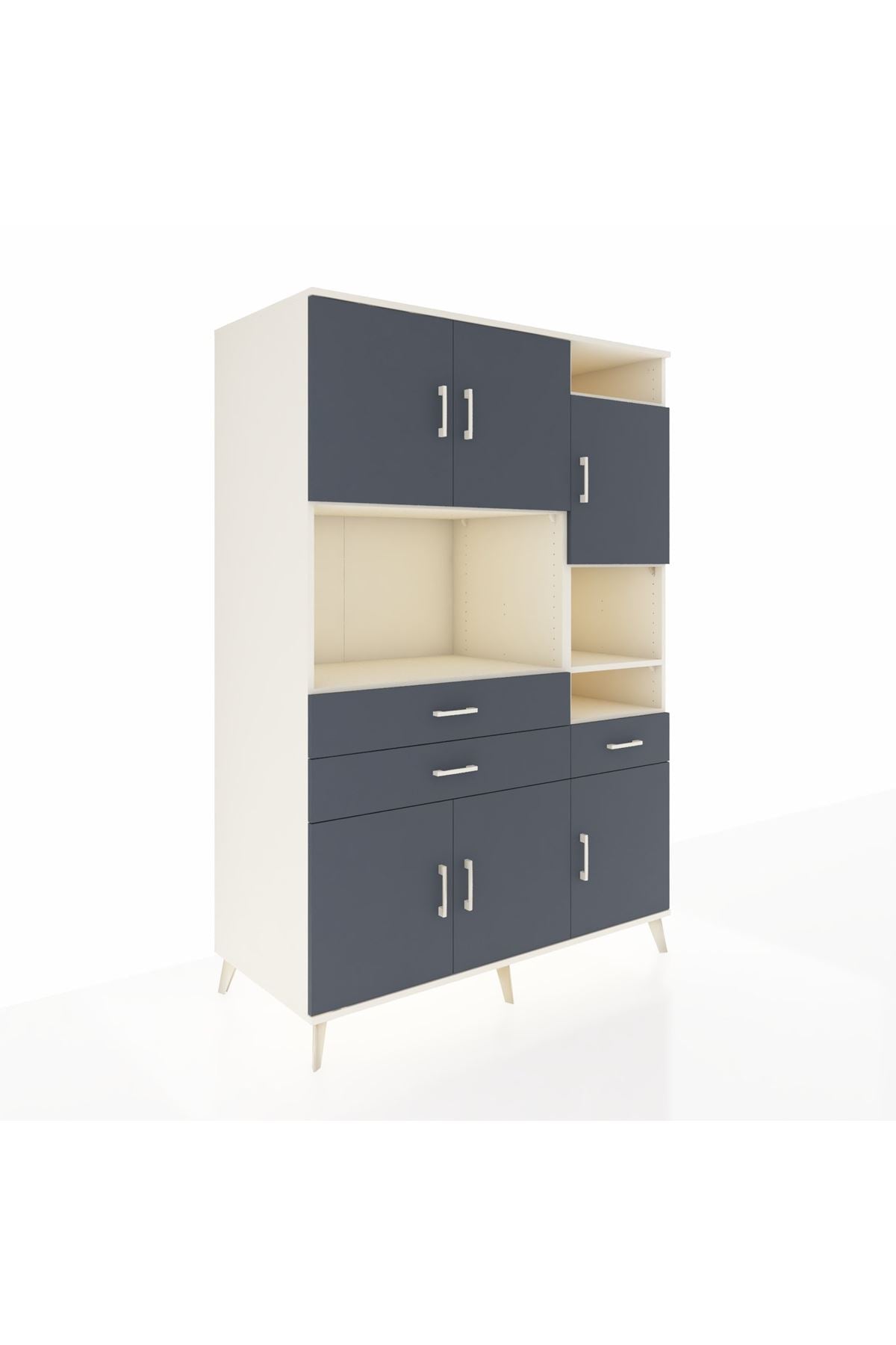 Kronos Dolap 10 Raflı 3 Çekmeceli 6 Kapaklı 132x59x195 Aytaşı-Antrasit/Antrasit