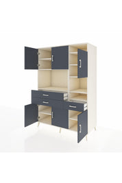 Kronos Dolap 10 Raflı 3 Çekmeceli 6 Kapaklı 132x59x195 Aytaşı-Antrasit/Antrasit