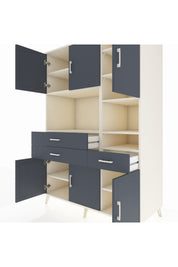 Kronos Dolap 10 Raflı 3 Çekmeceli 6 Kapaklı 132x59x195 Aytaşı-Antrasit/Antrasit