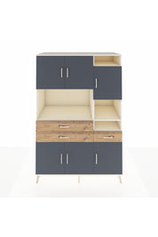 Kronos Dolap 10 Raflı 3 Çekmeceli 6 Kapaklı 132x59x195 Aytaşı-Antrasit/Çam