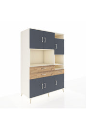 Kronos Dolap 10 Raflı 3 Çekmeceli 6 Kapaklı 132x59x195 Aytaşı-Antrasit/Çam