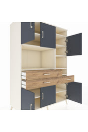 Kronos Dolap 10 Raflı 3 Çekmeceli 6 Kapaklı 132x59x195 Aytaşı-Antrasit/Çam