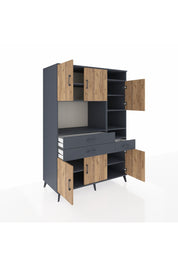 Kronos Dolap 10 Raflı 3 Çekmeceli 6 Kapaklı 132x59x195 Antrasit-Çam/Antrasit