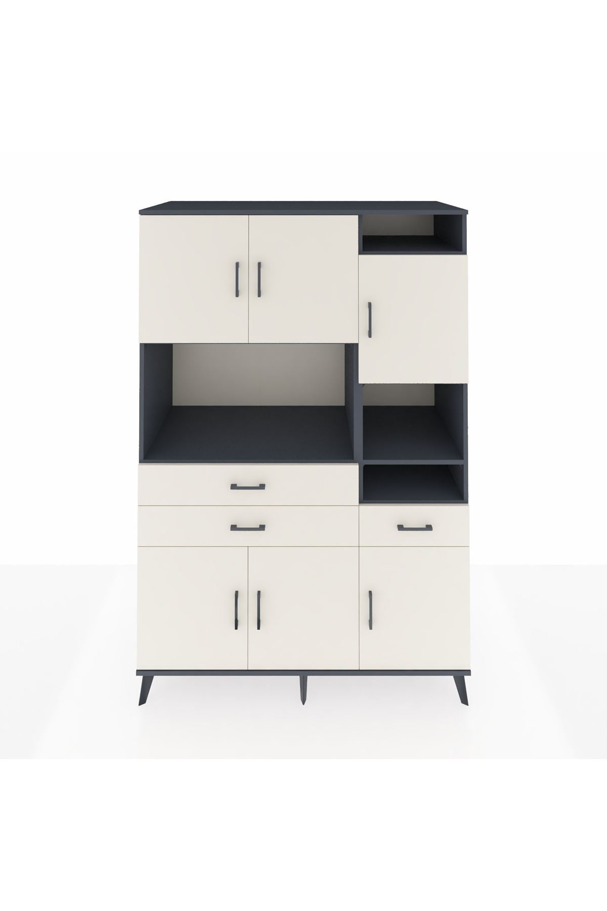 Kronos Dolap 10 Raflı 3 Çekmeceli 6 Kapaklı 132x59x195 Antrasit-Aytaşı/Aytaşı