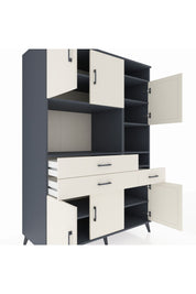 Kronos Dolap 10 Raflı 3 Çekmeceli 6 Kapaklı 132x59x195 Antrasit-Aytaşı/Aytaşı