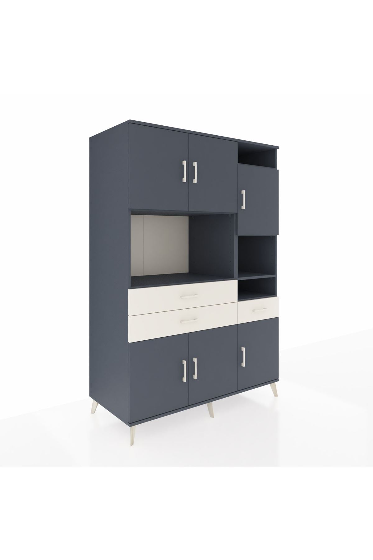 Kronos Dolap 10 Raflı 3 Çekmeceli 6 Kapaklı 132x59x195 Antrasit-Antrasit/Aytaşı