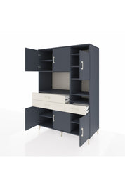 Kronos Dolap 10 Raflı 3 Çekmeceli 6 Kapaklı 132x59x195 Antrasit-Antrasit/Aytaşı