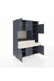 Kronos Dolap 10 Raflı 3 Çekmeceli 6 Kapaklı 132x59x195 Antrasit-Antrasit/Aytaşı