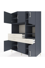 Kronos Dolap 10 Raflı 3 Çekmeceli 6 Kapaklı 132x59x195 Antrasit-Antrasit/Aytaşı