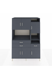 Kronos Dolap 10 Raflı 3 Çekmeceli 6 Kapaklı 132x59x195 Antrasit-Antrasit/Antrasit